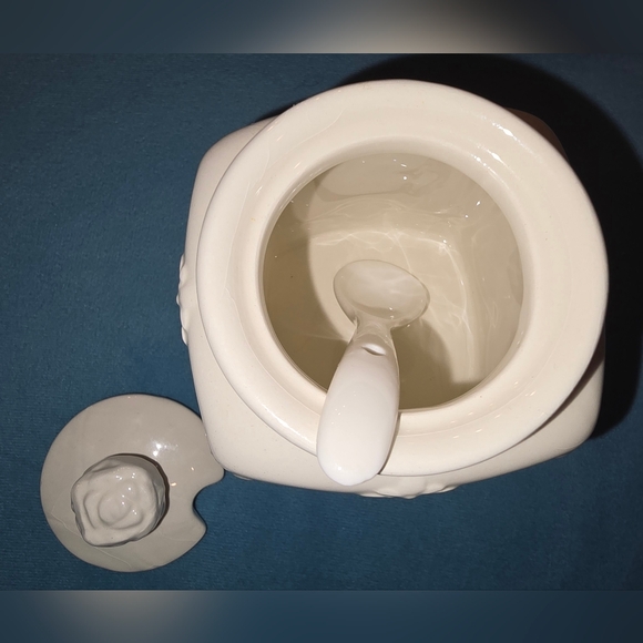 THL Classic French Chic Porcelain Rose Top White Sugar Bowl Farmhouse - Picture 2 of 8